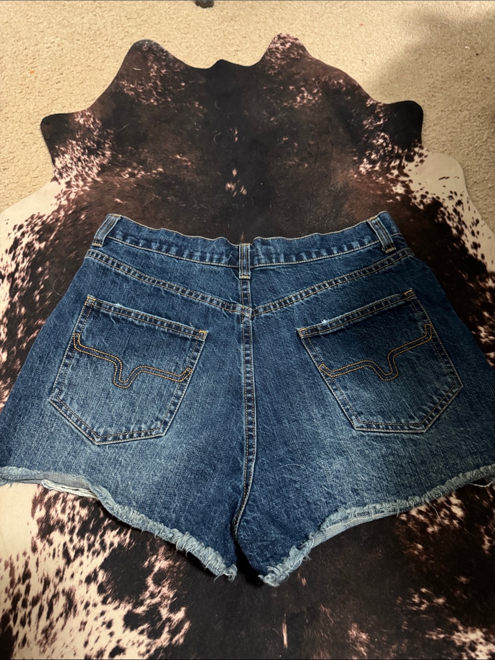 Kimes Ranch Distressed Dark Blue Jean Cutoff Shorts - Picture 4 of 4